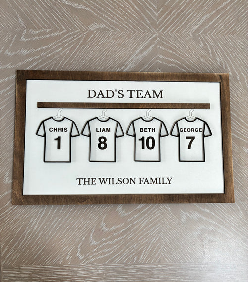 Dad’s Team Personalised Family Shirt Sign