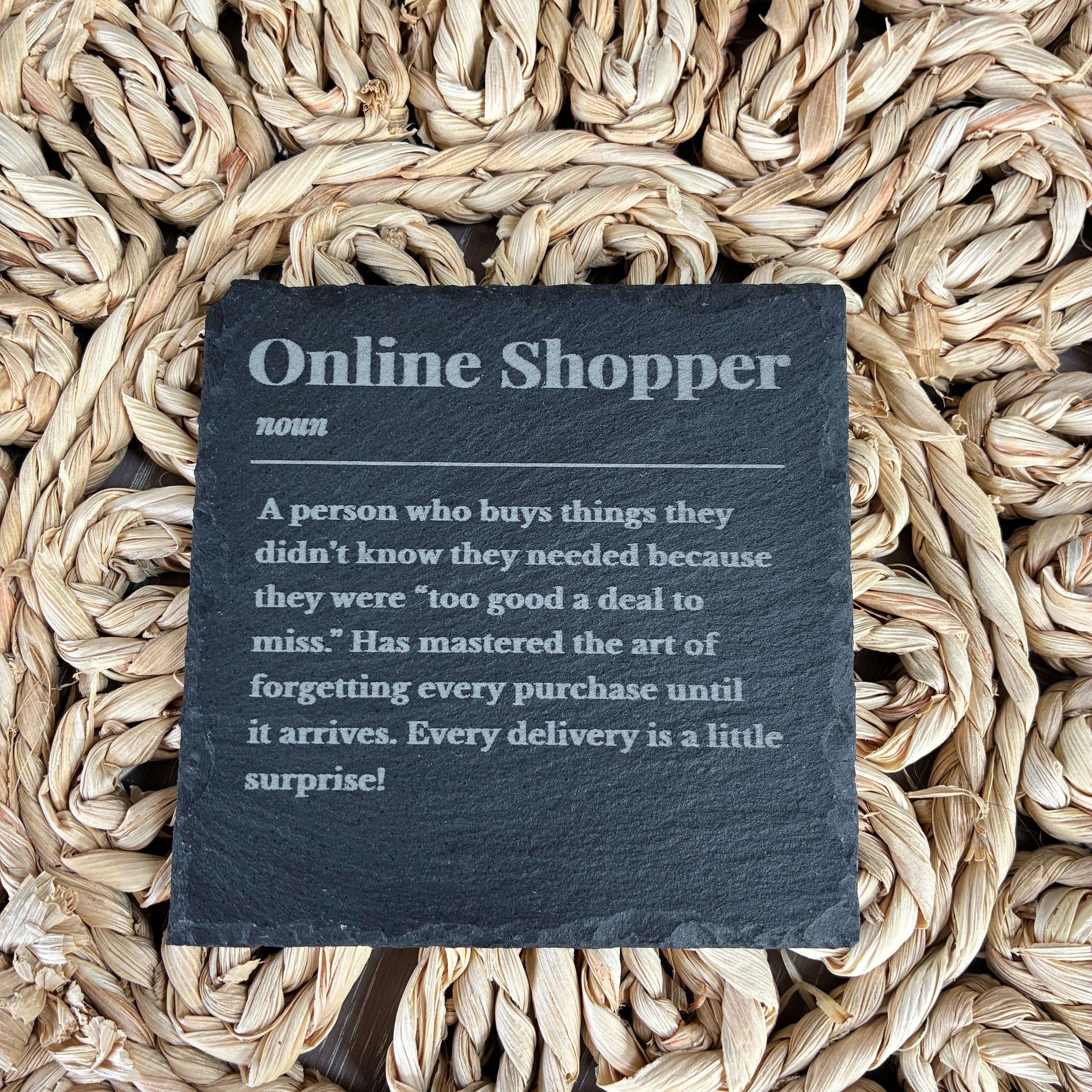 Online Shopper Slate Coaster