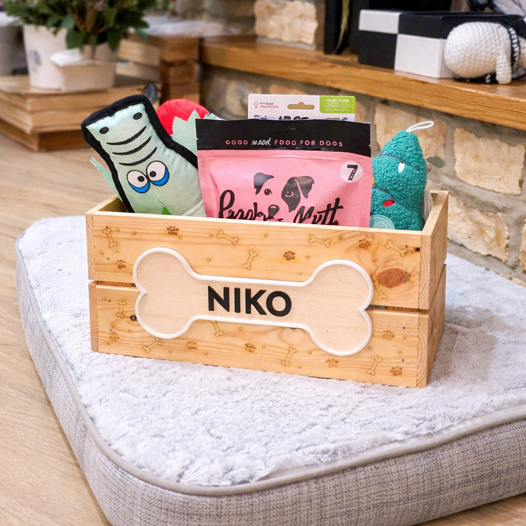 Personalised wooden dog crate