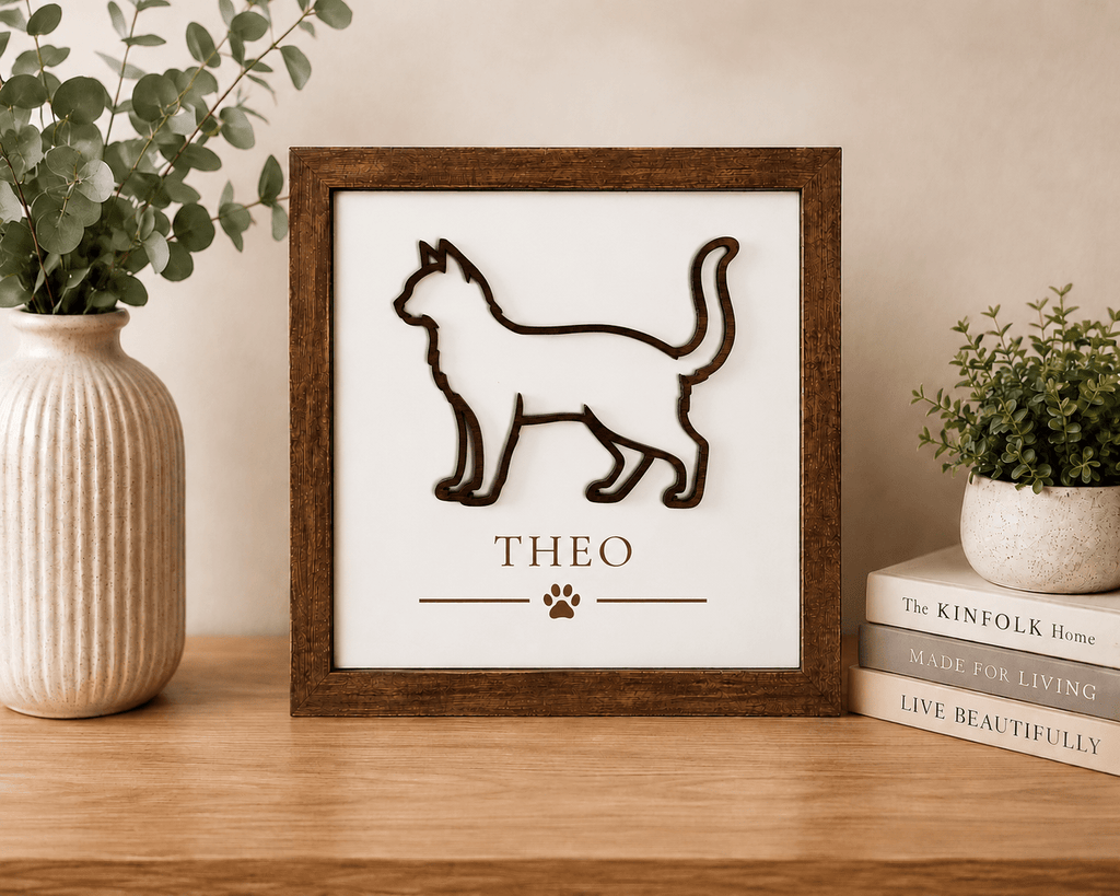 Personalised Cat Wooden Frame | Handmade Cat Lover Gift - From The Workshop