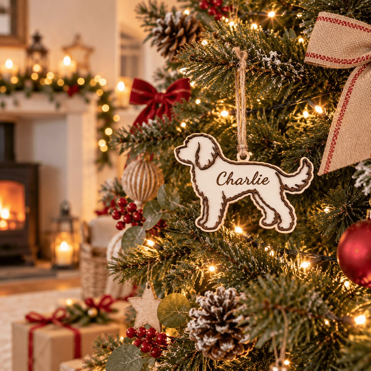 Personalised Dog Breed Christmas Tree Decoration | Wooden Pet Silhouette - From The Workshop