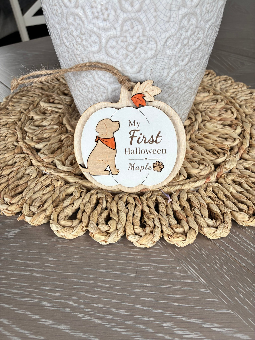 Personalised My First Halloween Dog Pumpkin Hanger - From The Workshop