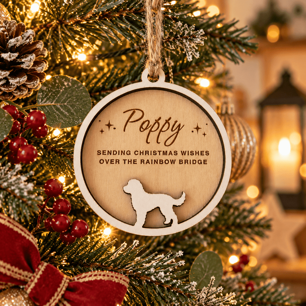 Personalised Pet Memorial Christmas Decoration | Rainbow Bridge Keepsake - From The Workshop