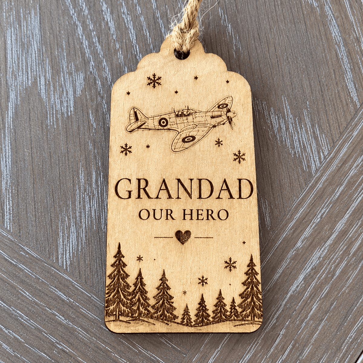 Personalised Spitfire Christmas Gift Tag | Wooden Keepsake - From The Workshop