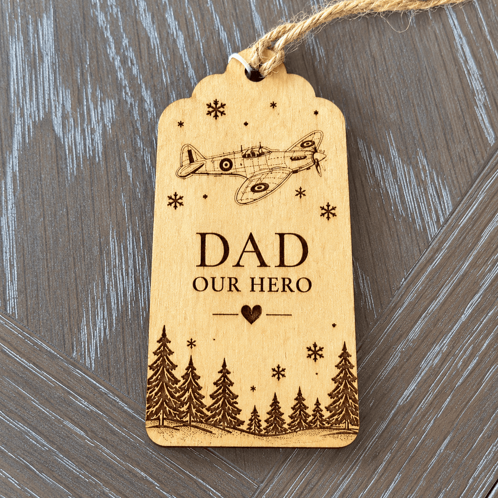 Personalised Spitfire Christmas Gift Tag | Wooden Keepsake - From The Workshop
