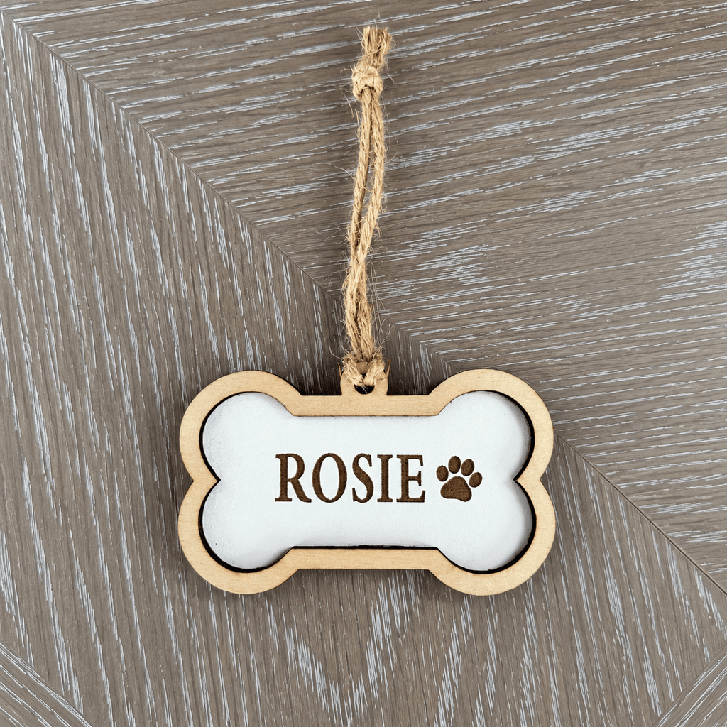 Personalised Wooden Dog Bone Christmas Decoration & Stocking Tag - From The Workshop