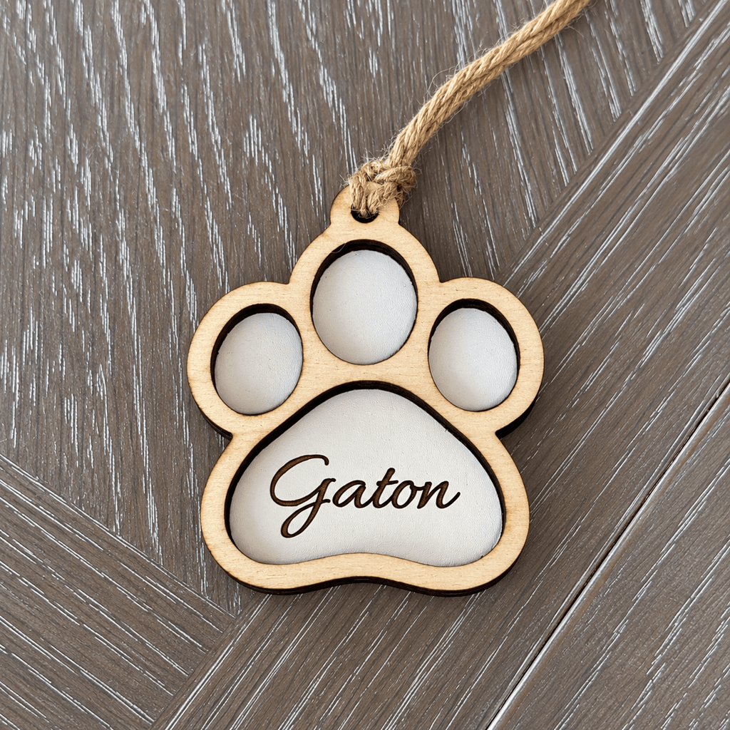Personalised Wooden Pet Paw Christmas Decoration & Stocking Tag - From The Workshop