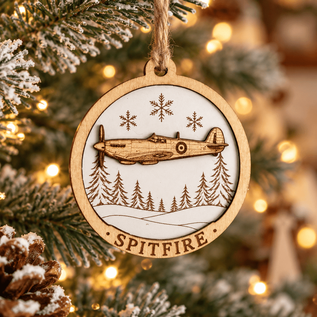 Spitfire Christmas Tree Decoration | Wooden Aviation Ornament - From The Workshop