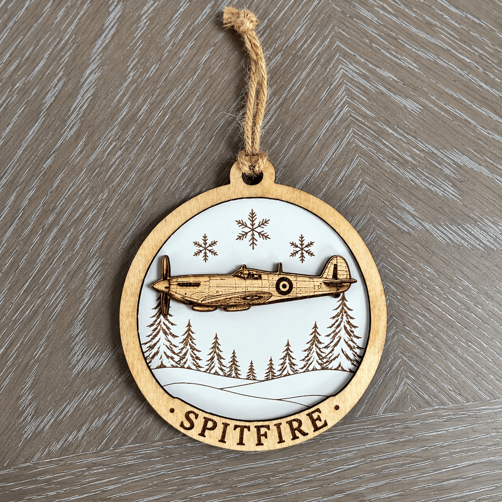 Spitfire Christmas Tree Decoration | Wooden Aviation Ornament - From The Workshop