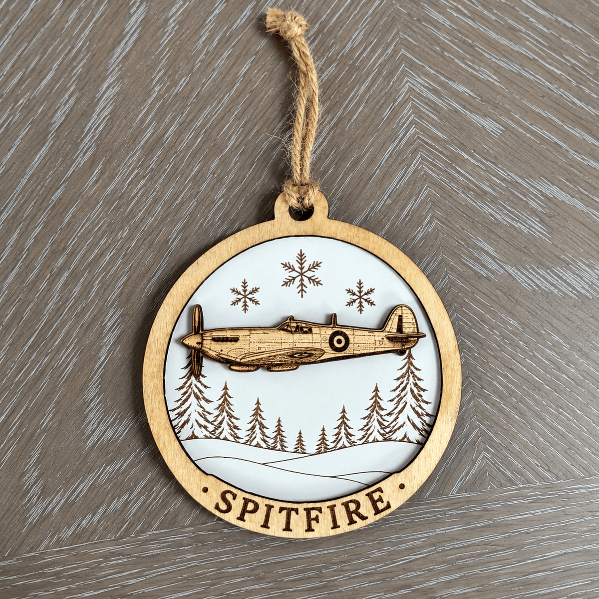 Spitfire Christmas Tree Decoration | Wooden Aviation Ornament - From The Workshop