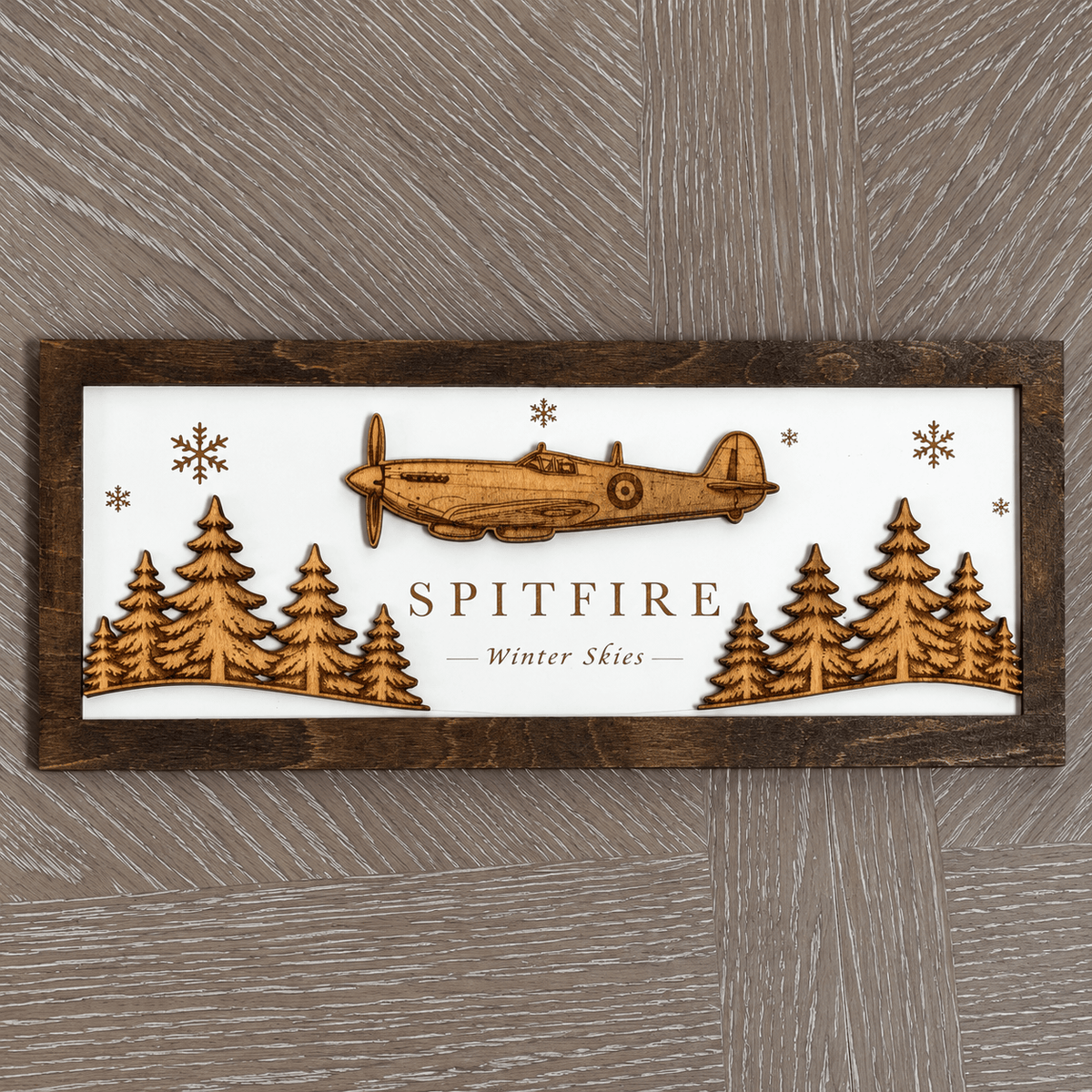 Spitfire Winter Skies | Handmade Wooden Christmas Sign - From The Workshop